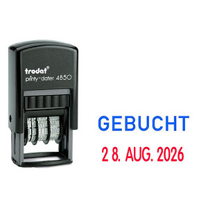 0092399766506 - Text- und Datumsstempel printy 4850 L7 mit Text GEBUCHT + Datum Kunststoff Schrifthöhe (Datum) 38mm 0092399766506 Trodat