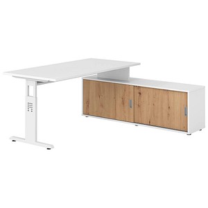 4032062331699 - OSE16SB höhenverstellbarer Schreibtisch weiß rechteckig T-Fuß-Gestell weiß 1600 x 800 cm 4032062331699 - OSE16SB höhenverstellbarer Schreibtisch weiß rechteckig T-Fuß-Gestell weiß 1600 x 800 cm