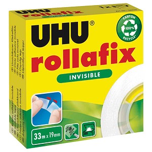 12 x Uhu Klebefilm rollafix Invisible Nachfüllrolle 33mx19mm beschrift