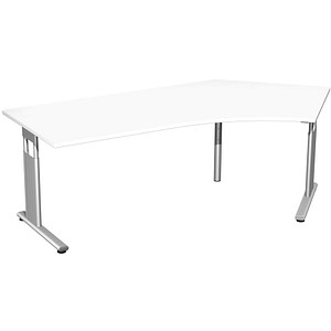4038933482910 - Flex höhenverstellbarer Schreibtisch weiß L-Form C-Fuß-Gestell silber 2166 x 1130 cm 4038933482910 - Flex höhenverstellbarer Schreibtisch weiß L-Form C-Fuß-Gestell silber 2166 x 1130 cm