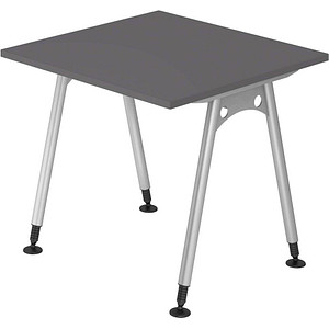 4032062321744 - AS08 höhenverstellbarer Schreibtisch grafit quadratisch A-Fuß-Gestell silber 800 x 800 cm