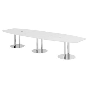 4032062315187 - HAMMERBACHER Konferenztisch KT40S weiß Tonnenform Rundrohr chrom 4000 x 850 - 1300 x 740 cm
