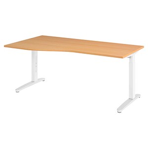 Hammerbacher Schreibtisch VXB, manuell höhenverstellbar, 85cm (H), 180x100cm (BxT), buche / weiß 4032062326022 Hammerbacher 4 Stück