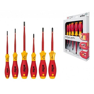 4010995383626 - Schraubendreher Set SoftFinish® electric slimFix (38362) 6 tlg Schraubenzieher Satz VDE für Elektriker für tiefliegende Schrauben Schlitz 