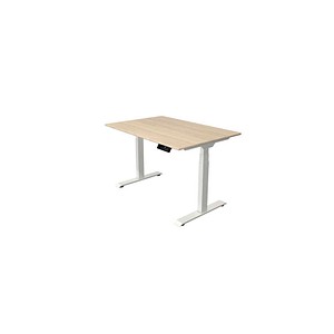 Kerkmann Move 1 stable elektrisch höhenverstellbarer Schreibtisch ahorn rechteckig, T-Fuß-Gestell weiß 120,0 x 80,0 cm