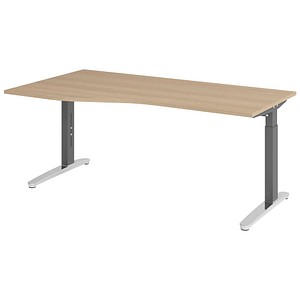 Hammerbacher Schreibtisch VXB, manuell höhenverstellbar, 85cm (H), 180x100cm (BxT), eiche / graphit 4032062325803 Hammerbacher 4 Stück