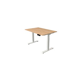 Kerkmann Move 1 stable elektrisch höhenverstellbarer Schreibtisch eiche hell rechteckig, T-Fuß-Gestell weiß 120,0 x 80,0 cm