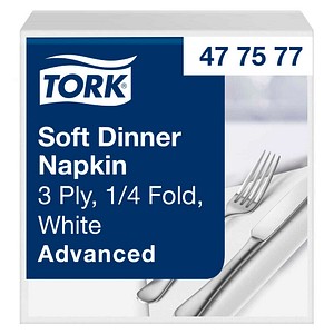 Tork Dinnerservietten Advanced 39x39cm 1/4 Falz 3-lagig weiß VE=100 St