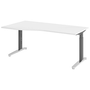 Hammerbacher Schreibtisch VXB, manuell höhenverstellbar, 85cm (H), 180x100cm (BxT), weiß / graphit 4032062325834 Hammerbacher 4 Stück