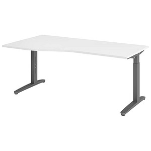Hammerbacher Schreibtisch VXB, manuell höhenverstellbar, 85cm (H), 180x100cm (BxT), weiß / graphit 4032062325919 Hammerbacher 4 Stück