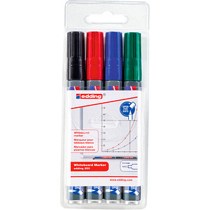 edding 250 Whiteboard-Marker farbsortiert 1,5 - 3,0 mm, 4 St.