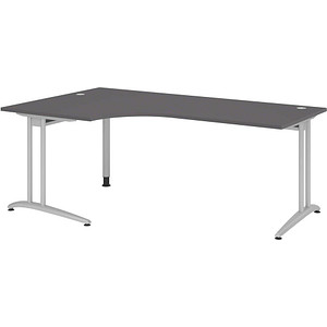 4032062321867 - BS82 Schreibtisch grafit L-Form C-Fuß-Gestell silber 2000 x 800 1200 cm