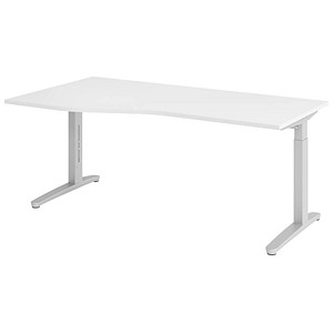 Hammerbacher Schreibtisch VXB, manuell höhenverstellbar, 85cm (H), 180x100cm (BxT), weiß / silber 4032062325988 Hammerbacher 4 Stück