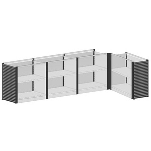 SCHULTE Thekenmodul-Set MULTIplus L-Form, ohne Arbeitsplatte, lichtgrau, schwarz 384,8 x 78,0 x 100,7 cm