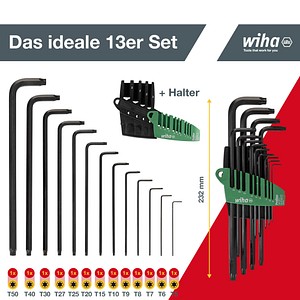 4010995248529 - Stiftschlüssel Set mit ProStar Halter (24852) 14tlg Torx Winkelschlüssel Satz Torxschlüssel T5+T6+T7+T8+T9+T10+T15+T20+T25+T27+T30+T40+T50