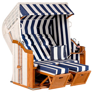 4028041961889 - Müsing Strandkorb Sunny Smart Rustikal 250XL Plus blau weiß gestreift weiß Kunststoff Holz 9-teilig