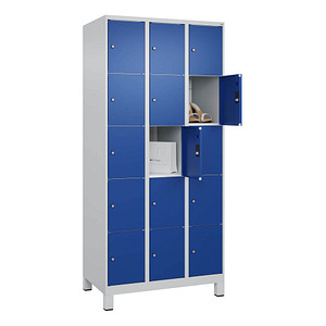 4066681681385 - Schließfachschrank Classic Plus enzianblau lichtgrau 080010-305 S10003 15 Schließfächer 900 x 500 x 1950 cm 4066681681385 C