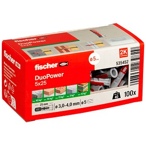 4048962239829 - fischer DuoPower 5x25 2K Universaldübel-Sortiment Ø 5 mm x 25 mm 100 Stück