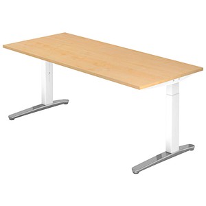 Hammerbacher Schreibtisch VXB, manuell höhenverstellbar, 85cm (H), 180x80cm (BxT), ahorn / weiß 4032062169582 Hammerbacher 3 Stück