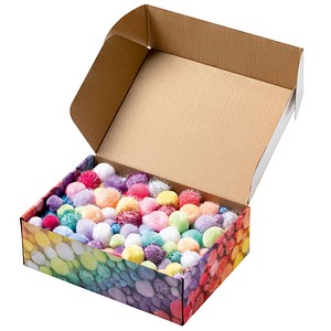 4001868136517 - Pompons farbsortiert Jumbo Pastell Ø 15 - 40 cm 900 St