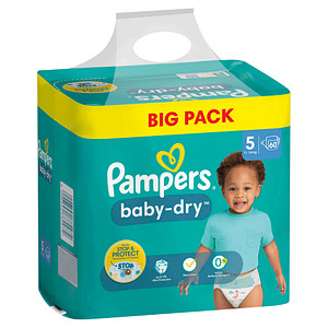 Pampers® Windeln baby-dry™ BIG PACK  Größe Gr.5 (11-16 kg) für Babys und Kleinkinder (4-18 Monate), 60 St.