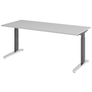 4032062172568 - VXB019 höhenverstellbarer Schreibtisch lichtgrau quadratisch C-Fuß-Gestell grau 1800 x 800 cm