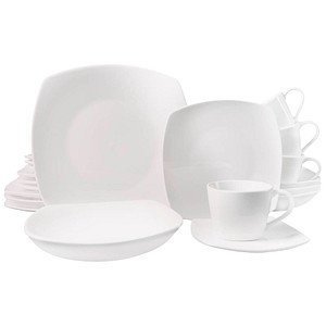 4260238060009 - Echtwerk 30-teiliges Kombiservice Classic Modern-Design Elegantes weißes Geschirrset aus Porzellan mit 6 x Speiseteller 6 x Beilagenteller 6 x Suppenteller 6 x Teetassen 6 x Untertassen