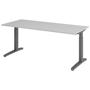 4032062172575 - eurokraft pro ANNY - Schreibtisch mit C-Fußgestell höhenverstellbar 650 - 850 mm Breite 1800 mm lichtgrau   graphit