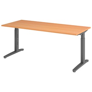 4032062172599 - eurokraft pro ANNY - Schreibtisch mit C-Fußgestell höhenverstellbar 650 - 850 mm Breite 1800 mm Buche   graphit