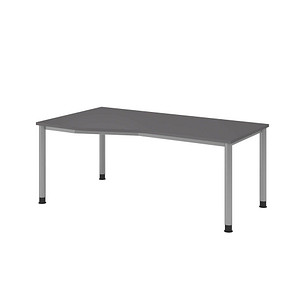 4032062321973 - HS18 höhenverstellbarer Schreibtisch grafit Trapezform 4-Fuß-Gestell silber 1800 x 800 1000 cm 4032062321973 - HS18 höhenverstellbarer Schreibtisch grafit Trapezform 4-Fuß-Gestell silber 1800 x 800 1000 cm