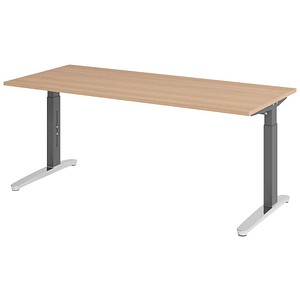 4032062172605 - VXB019 höhenverstellbarer Schreibtisch eiche quadratisch C-Fuß-Gestell grau 1800 x 800 cm