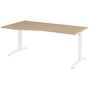 Hammerbacher Schreibtisch VXB, manuell höhenverstellbar, 85cm (H), 180x100cm (BxT), eiche / weiß 4032062326114 Hammerbacher 4 Stück