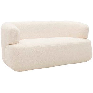 DOMO Collection 2-Sitzer Sofa teddy creme schwarz Stoff 160,0 x 86,0 x 71,0 cm, 1 St.
