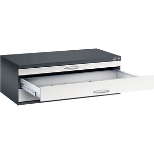 4068192047506 - Zeichnungsschrank DIN A1 3 Schubladen Höhe 420 mm schwarzgrau   lichtgrau C+P