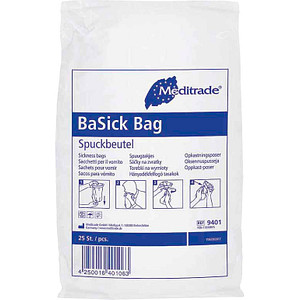 4250016401063 - Meditrade® BaSick Bag Spuckbeutel Die sichere und hygienische Lösung bei Übelkeit 1 Packung = 25 Stück 4250016401063 - Meditrade® BaSick Bag Spuckbeutel Die sichere und hygienische Lösung bei Übelkeit 1 Packung = 25 Stück