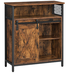 0194343022376 - Songmics - vasagle Küchenschrank mit Schiebetür Aufbewahrungsschrank offenes Fach verstellbare Ablage industriell vintagebraun-schwarz von 0194343022376 - Songmics - vasagle Küchenschrank mit Schiebetür Aufbewahrungsschrank offenes Fach verstellbare Ablage industriell vintagebraun-schwarz von
