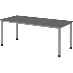 Hammerbacher Schreibtisch VHS, manuell höhenverstellbar, 81cm (H), 180x80cm (BxT), graphit / silber 4032062321980 Hammerbacher 2 Stück