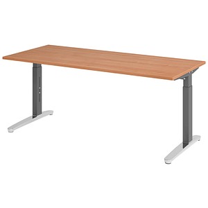 Hammerbacher Schreibtisch VXB, manuell höhenverstellbar, 85cm (H), 180x80cm (BxT), nussbaum / graphit 4032062172629 Hammerbacher 3 Stück