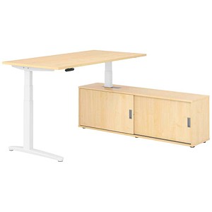 4032062329122 - XBHM16SB elektrisch höhenverstellbarer Schreibtisch ahorn rechteckig C-Fuß-Gestell weiß 1600 x 800 cm