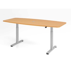 4032062176450 - HAMMERBACHER Konferenztisch XMST22 buche Tonnenform T-Fuß-Gestell silber 2200 x 830 1030 x 710 - 1200 cm