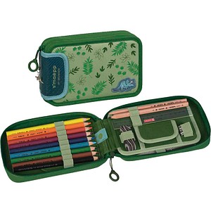 BRUNNEN Federmäppchen befüllt s'maepp Dino Jungle grün 16-teilig, 20,0 x 4,5 cm