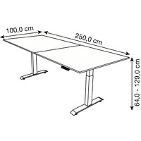 Kerkmann Move 4 elektrisch höhenverstellbarer Schreibtisch anthrazit  rechteckig, T-Fuß-Gestell grau 250,0 x 100,0 cm