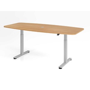 4032062176467 - HAMMERBACHER Konferenztisch XMST22 eiche Tonnenform T-Fuß-Gestell silber 2200 x 830 1030 x 710 - 1200 cm