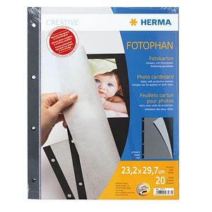 4008705075770 - 7577 - Fotokarton (232 x 297 mm 230 g m² 20 Blatt mit strukturiertem Pergamentpapier beidseitig bedruckbar) Farbe schwarz - Herma