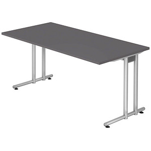 HAMMERBACHER NS16 Schreibtisch grafit rechteckig, C-Fuß-Gestell silber 160,0 x 80,0 cm