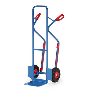 4017976013305 - Stahlrohrkarre mit Luftbereifung Höhe 1300 mm mit Kunststoff-Gleitkufen 320mm Schaufel 250x320mm - Fetra