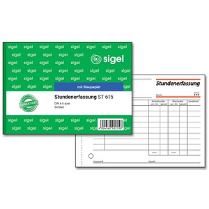 4004360922558 - sigel® Stundenerfassung ST615 DIN A6 50 Blatt mit Blaupapier