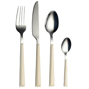 Besteck-Set Basic Essbesteck-Sets Gr 24 tlg gelb (ocker edelstahlfarben) Besteckgarnituren CampingPicknickbesteck Kunststoffgriffe