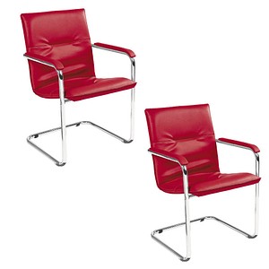 4045513003724 - Besucherstuhl Rumba rot   chrom mit Armlehnen Freischwinger 4045513003724 2 Stück