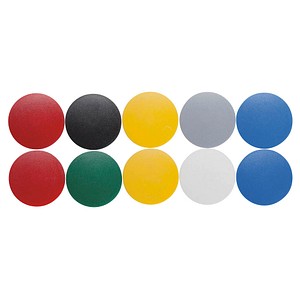 4002390051477 - MAUL Magnete MAULsolid Ø 32 mm 08 kg Haftkraft Vielseitiger Magnet mit Gehäuse aus bruchsicherem Kunststoff 1 Packung = 10 Stück Farbe farbig sortiert